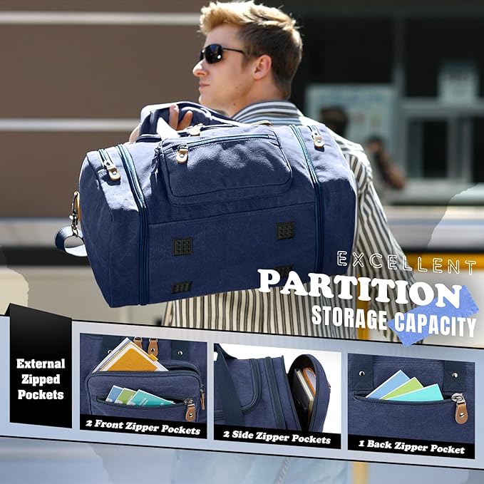 Gonex Canvas Duffle Bag for Travel 50L Expandable Duffel Weekend Overnight Bag - Image 7