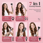7-in-1 Hair Dryer Brush Blow Dryer, Hot Air Brush Styler with Travel Bag– Fast Drying, Curling, Straightening & Volumizing – 1500W High-Speed Motor 110,000 RPM – All Hair Types – Pink