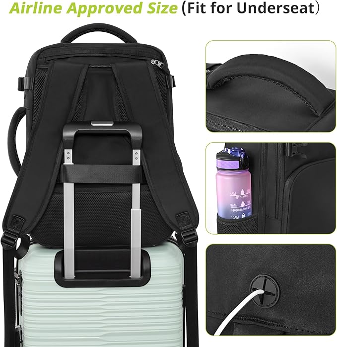 Travel Backpack for Women Men, Travel Laptop Backpack w/USB Charging Port - Image 3