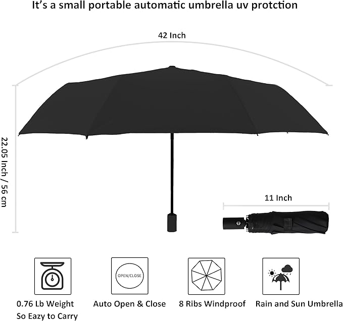 BAODINI Small UV Protection Travel Umbrella Compact - Image 6