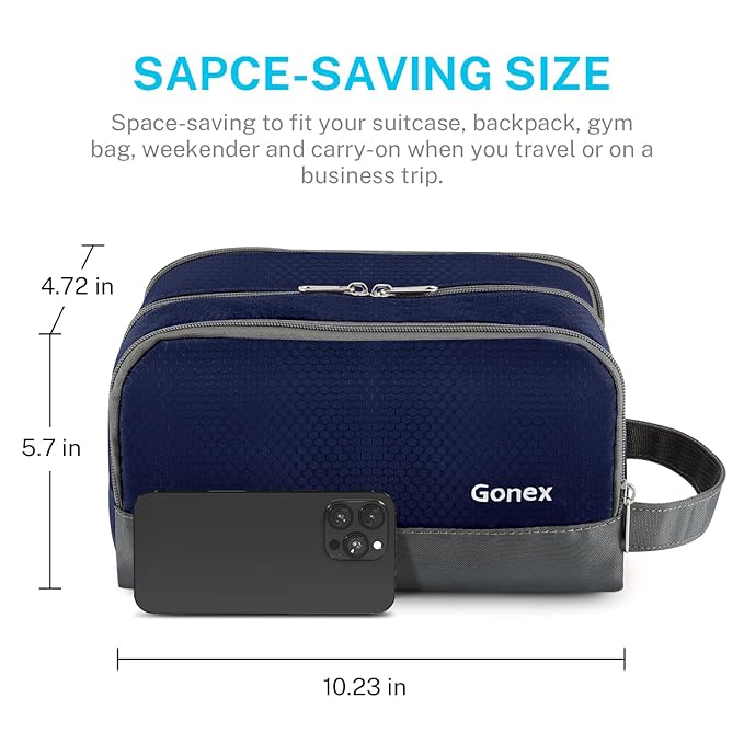 Gonex Travel Toiletry Bag Nylon, Dopp Kit Shaving Bag Toiletry Organizer Deep - Image 3