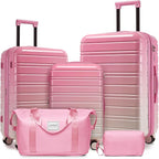 LARVENDER Luggage Sets 5 Piece Hardside Expandable Suitcase by LARVENDER