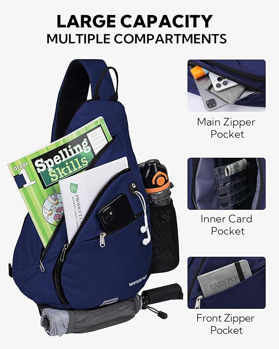 WATERFLY Large Crossbody Sling Bag: Over Shoulder Backpack Daypack Casual Cross - Image 3