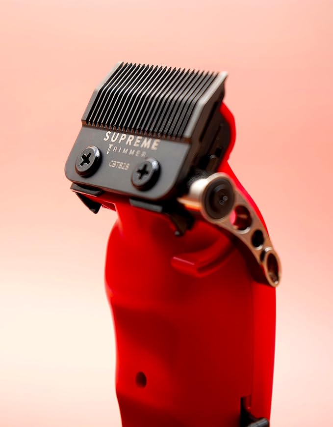 Supreme Trimmer Vader Clipper with DLC Taper Blade STC5098 | 210 Min Run Time 7500 RPM Hair Trimmer | Professional Brushless Motor Barber Clipper | Red