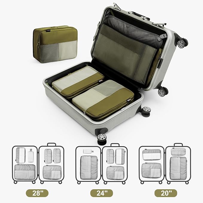 Compression Travel Packing Cubes, 6 Set Expandable Luggage Organizer Bags - Image 5