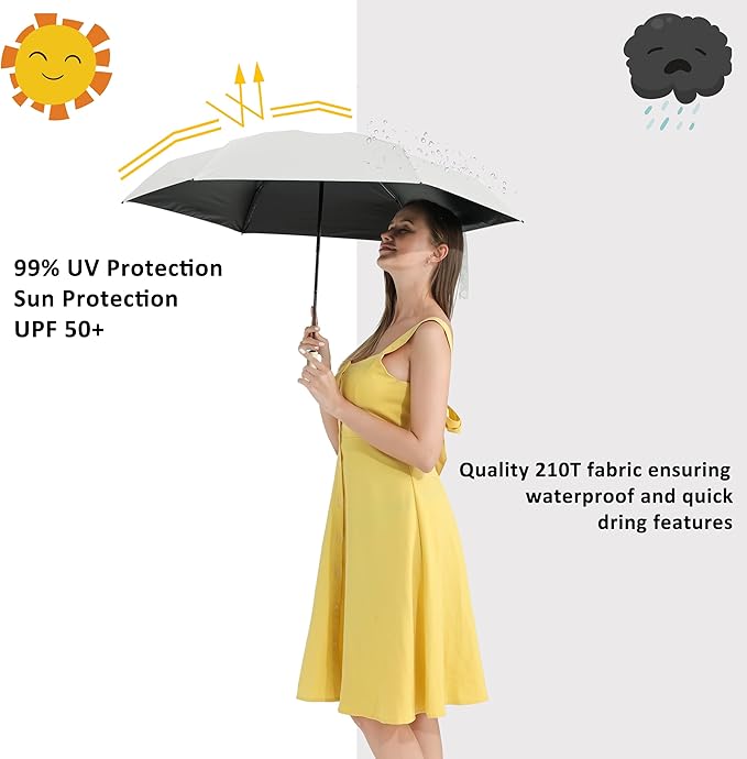 BAODINI Small UV Protection Travel Umbrella Compact - Image 2