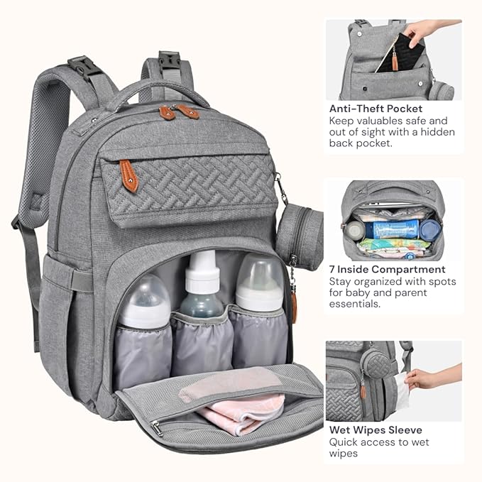 BabbleRoo Diaper Bag Backpack, Travel Backpack - Image 5