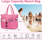 LEDAOU Large Beach Tote Bag Women Waterproof Sandproof Zipper Beach Tote Bag - Image 2