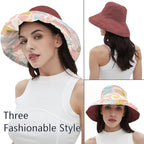 vidsel Womens Sun Hats Wide Brim Reversible Bucket Cotton Hat Packable Summer - Image 6