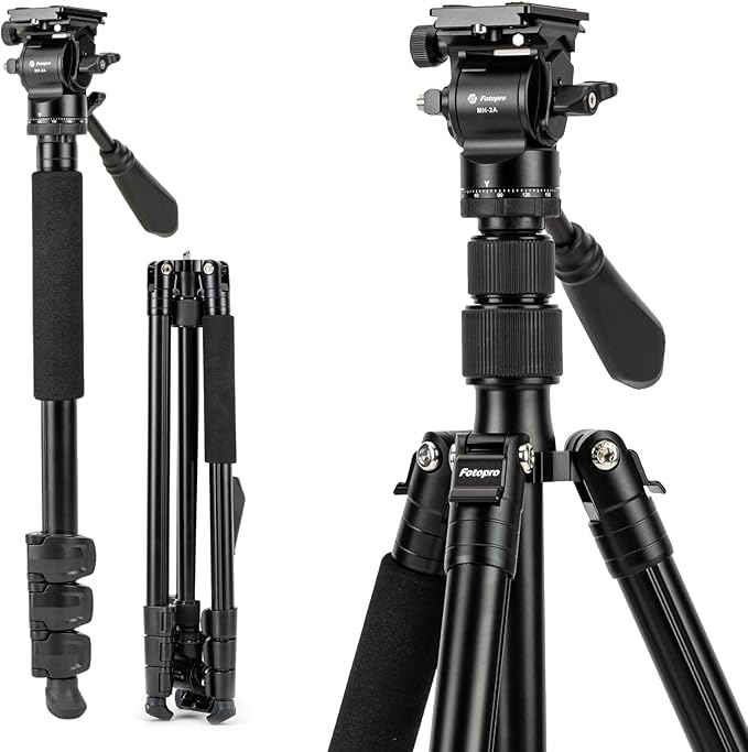 Fotopro 78" Camera Tripod, Aluminum Compact Travel Tripod and Monopod by Fotopro