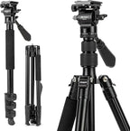 Fotopro 78" Camera Tripod, Aluminum Compact Travel Tripod and Monopod by Fotopro