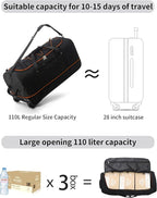CONTAIL 32”110L Expandable 140L Rolling Duffle Bag - Image 5