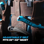 Ox Tools Pro Construction Tool Belt - 22-Pocket Leather Tool Belt Pouches - Rig Made of Oil-Tanned Leather with Double-Stitching and Steel Rivets - OX-P263604