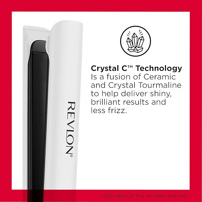 REVLON Crystal C + Ceramic Digital Hair Flat Iron | Long-Lasting Shine and Less Frizz, (1 in)