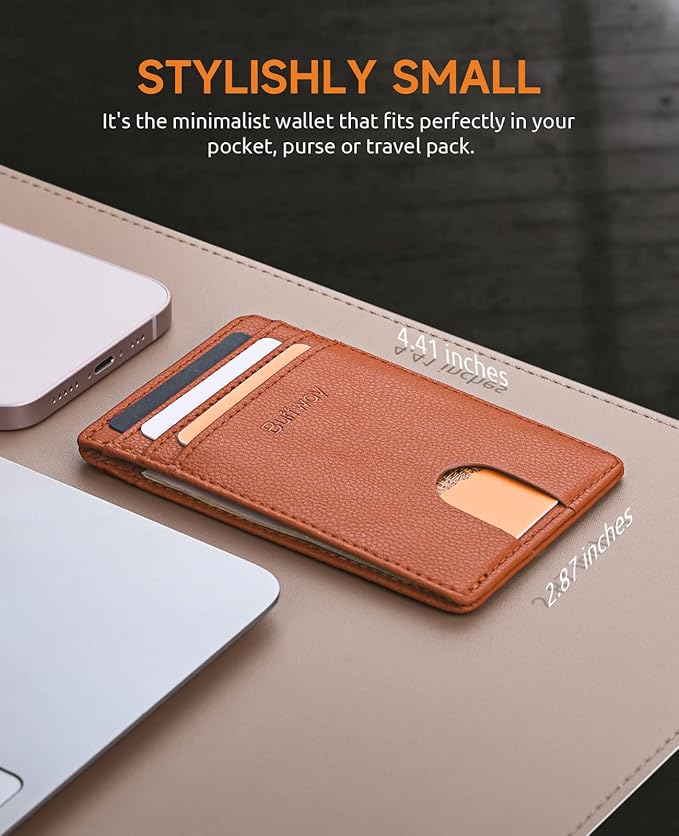 Buffway Mens Slim Wallet, Minimalist Thin Front Pocket Leather Credit Card - Image 6