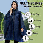 Rain Poncho Jacket Coat Hooded Zipper Style - Image 2