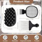 3 Pack Silicone Curling Hair Brush & Metal Afro Pick Hair Comb Set – Durable Washable Curl Sponge for Black Men, Natural Hair, Dreadlocks, Coils & 4C Afro HairStyling Tool