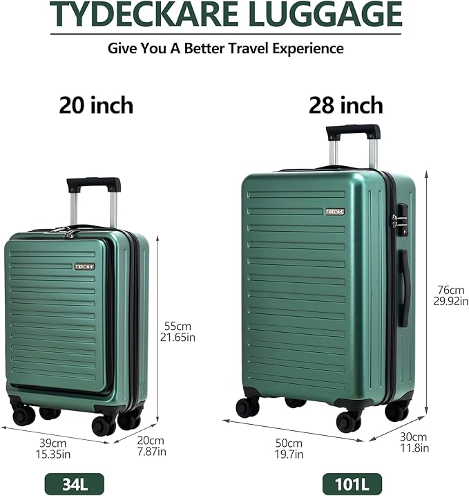 TydeCkare 2pcs 20/28" Luggage Set Lightweight HardShell, Only 20 Inch Carry On - Image 2
