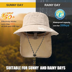 Water-Resistant Sun UPF 50+ Bucket Hat Protection Packable Brimmed Boonie - Image 2