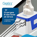 Ceptics Universal Travel Adapter Plug World Power W/ 4 USB Ports - Image 3