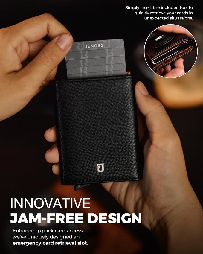 Jenoss Smart AirTag Wallet for Men: Full Grain Leather, Handcrafted, RFID - Image 3