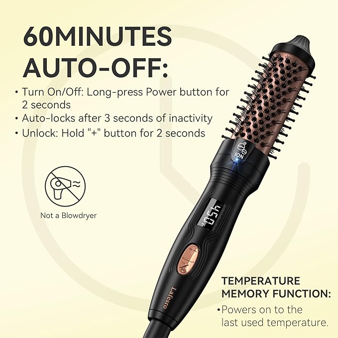 Thermal Brush, MINI & Tiny 1 Inch Ionic Heated Round Brush for Smooth Style, Tourmaline Ceramic Cepillo para Pelo for Short to Medium Hair, Adjustable Temperature, Dual Voltage, Compact-Size