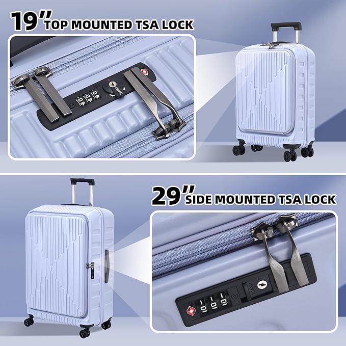 2 Pieces 19/29 Luggage Sets, 19 Inch Carry On Luggage - Image 3