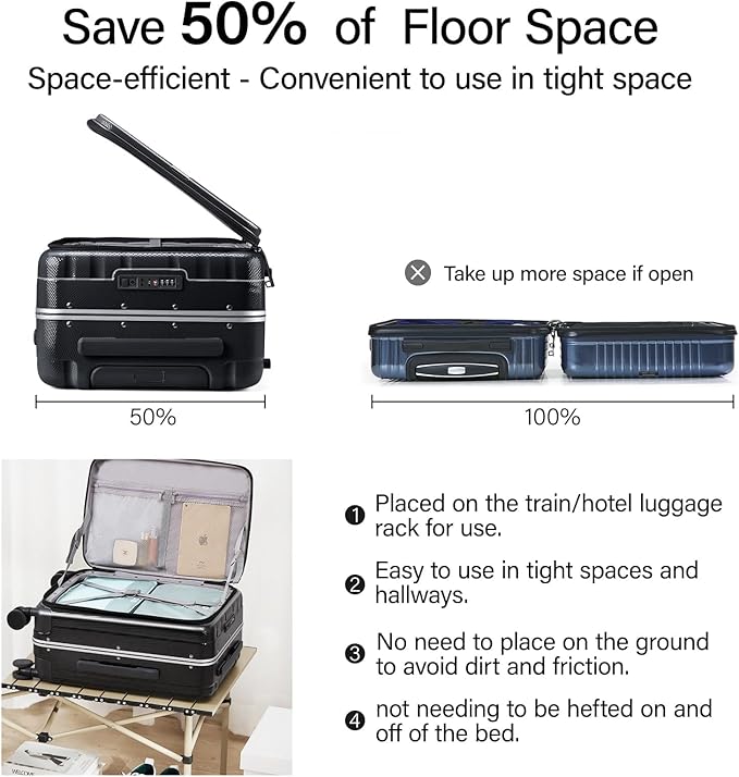 Hanke 20 Inch Carry-On Luggage PC Hard Shell Suitcases - Image 3