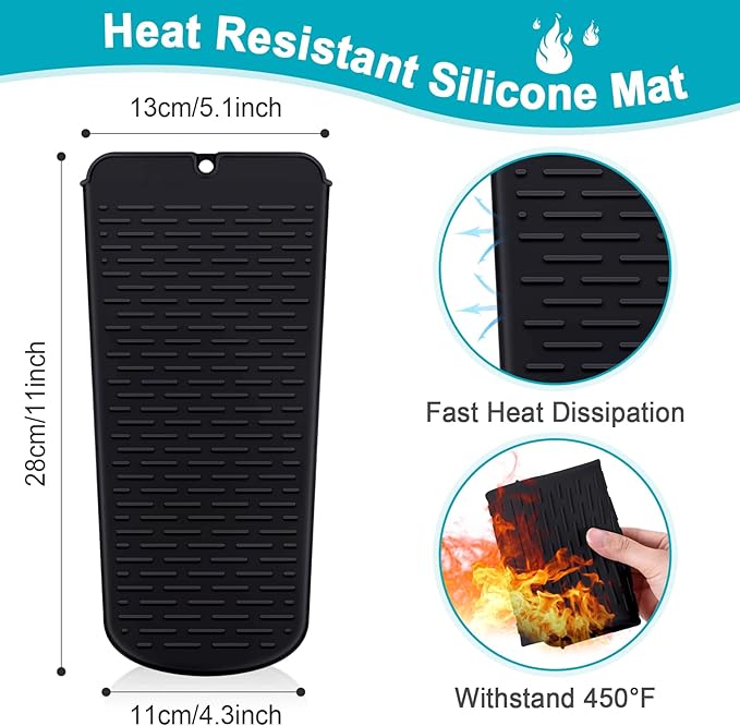 Shappy 2 Pcs Heat Resistant Hair Tools Bag Curling Iron Travel Case Cover Neoprene Flat Iron Holder Travel Case and Silicone Mat Pouch for Hot Hair Tools Storage Organizer(Flower Style)