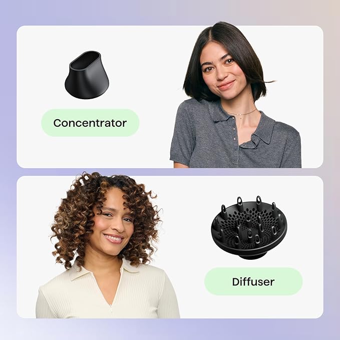 Wavytalk Hair Dryer with Diffuser, Foldable Hair Blow Dryer, 1600W Lightweight Diffuser Hair Dryer for Curly Hair, Black