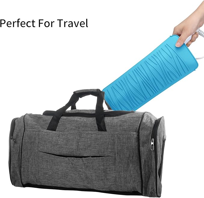 Silicone Heat Resistant Travel Mat Pouch for Hair Straighteners, Curling Irons, Wands, and Hot Styling Tools (Sky Blue) 1 Pack