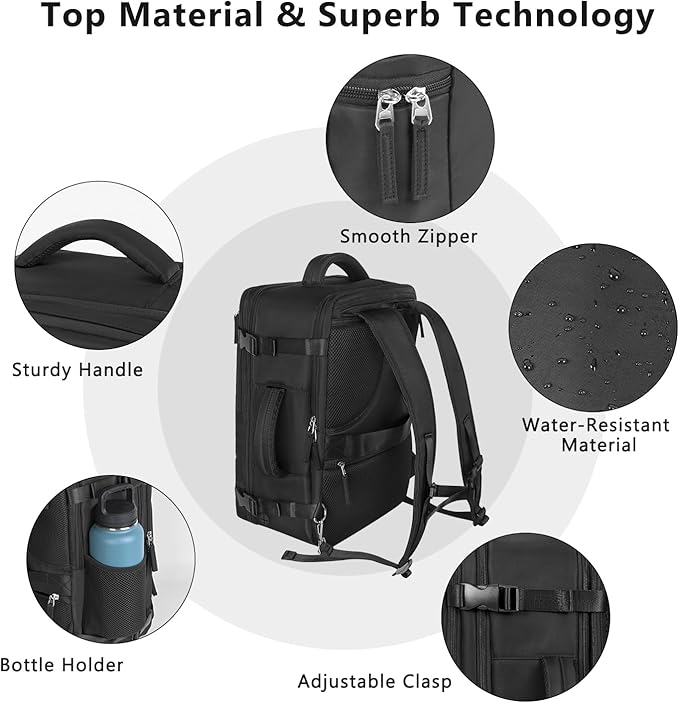 Travel Backpack for Women, Large Carry On Backpack for Travel, Waterproof - Image 3