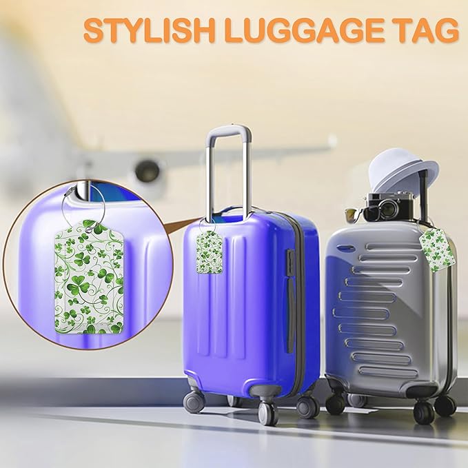 St. Patrick’s Day 3 PCS Luggage Tags, Lucky Clovers Leather Suitcase Tags - Image 5