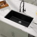 Dcolora 31 Inch Quartz Composite Black Kitchen Sink Undermount Sink Deep Single - Image 7