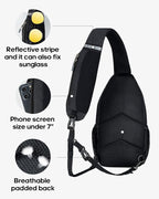 WATERFLY Crossbody Sling Backpack Sling Bag Travel Hiking Chest Bag Daypack - Image 3