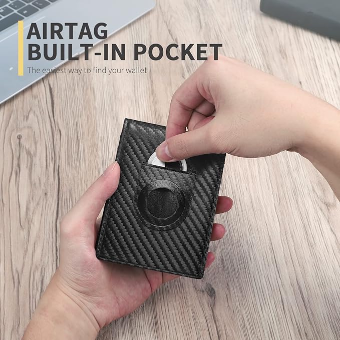 RUNBOX AirTag-Wallet-Mens-Slim-RFID Blocking Wallets Leather - Image 2