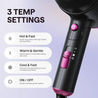 Wavytalk Hair Dryer with Diffuser, Foldable Hair Blow Dryer, 1600W Lightweight Diffuser Hair Dryer for Curly Hair, Black