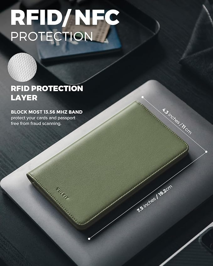VULKIT Passport Holder Wallet RFID Blocking Travel Wallet - Image 3