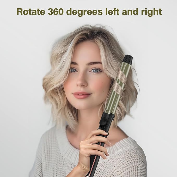 Curling Iron - Professional Manual Salon Rotating 1 1/4 Inch Hair Curler, Multi-Level Temperature Adjustment Crimper Hair Tool,Styling Tool for Long & Short Hair (Black, 1 1/4 inch)