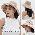 vidsel Womens Sun Hats Wide Brim Reversible Bucket Cotton Hat Packable Summer - Image 5