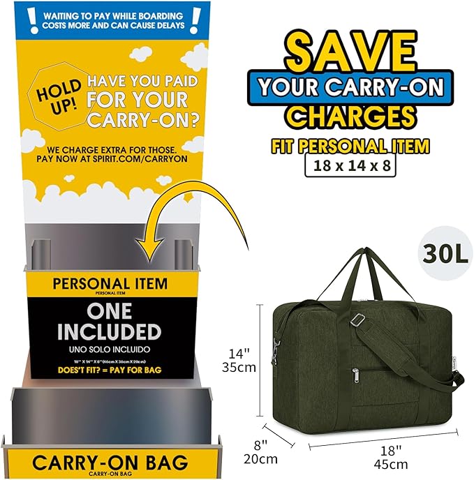 For Spirit Airlines Personal Item Bag 18x14x8 Foldable Travel Duffel Bag - Image 2