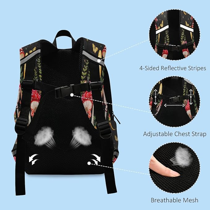Moon Mushroom Toddler Backpack Boys Girls Kids Preschool Bookbag School - Image 4