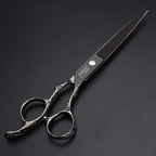 6/7/8-Inch Professional Hair Scissors Haircut Rose Pattern Hair Scissors Styling Tools Japanese Stainless Steel Scissor Set (7-inch cutting scissors-B)