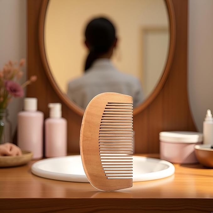 2Pcs Natural Peach Wood Fine Tooth Hair Comb Anti-Static Hair Care Wooden Comb Handmade Gift Comb for Women and Men Massage Detangling Tools Care Accessories Hair Care Styling Tools and Appliances