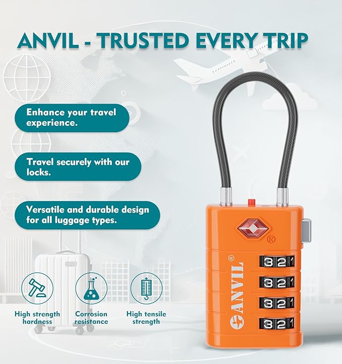 ANVIL 4 Digit Luggage Locks, TSA Locks - Image 4