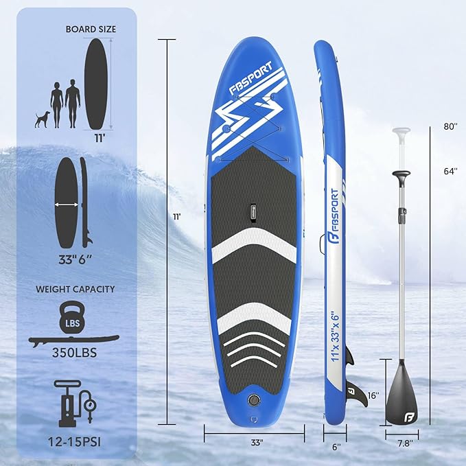 FBSPORT 11' Premium Stand Up Paddle Board, Yoga Board - Image 2