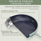 Healthy Duralon Blue Ceramic Nonstick Cookware Set (12pc Rosemary Green / 12pc Set)