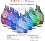 Essential Oil Diffuser 120ML, Glass Aromatherapy Diffuser with 4 Timer Settings & 7 Color Changing Lights, Waterless Auto Shut-Off, Ultra Quiet Oil Diffuser for Home, Office, Yoga, Spa and Sleeping