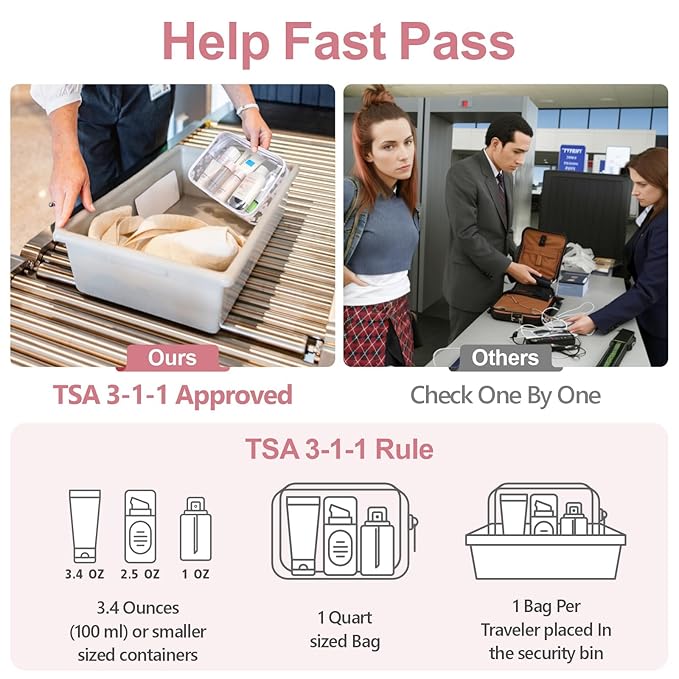 PACKISM TSA Approved Toiletry Bag, 3 Pack Clear Makeup Bag, Travel Makeup - Image 3