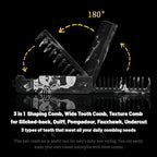 1PC 3 In 1 Folding Pocket Comb for Men, Fine & Wide Tooth for Travel and Everyday Grooming Combing Hair, Beard or Mustache Styling Comb for Slicked-back, Quiff, Pompadour, Fauxhawk, Undercut